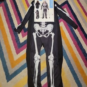 NWT Child Sz M(8-10) Adaptive Skeleton Halloween Costume Seasons Jumpsuit Mask++